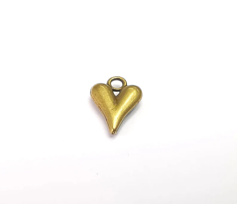 5 Heart Charms Antique Bronze Plated Charms (15x10mm) G29609