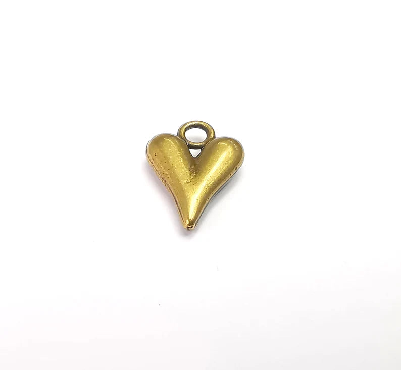 5 Heart Charms Antique Bronze Plated Charms (15x10mm) G29609