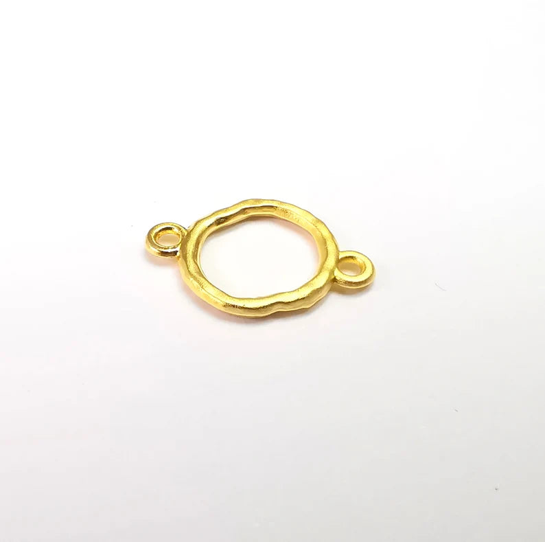 5 Hammered Circle Connector Charms Gold Plated Charm (16x11mm) G29610