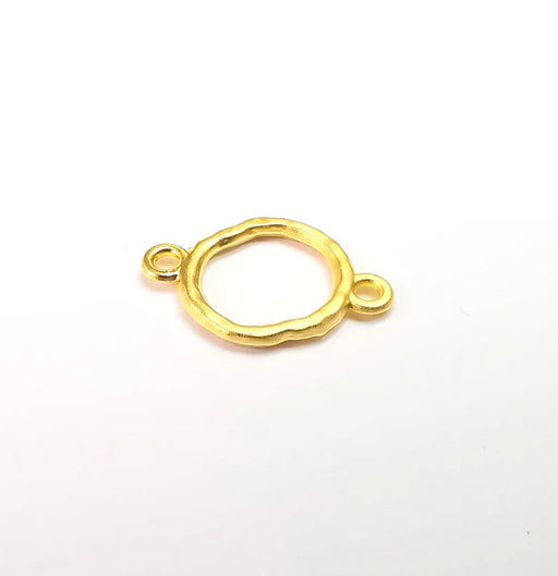 5 Hammered Circle Connector Charms Gold Plated Charm (16x11mm) G29610
