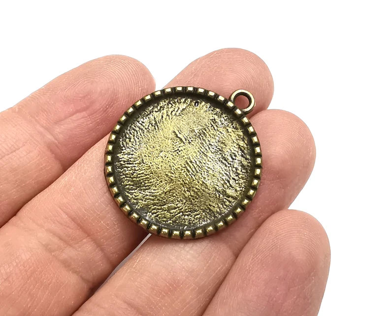 Tree Round Charm Bezel, Resin Blank, inlay Mounting, Mosaic Pendant Frame, Cabochon Base,Dry Flower Setting, Antique Bronze (25mm) G29619