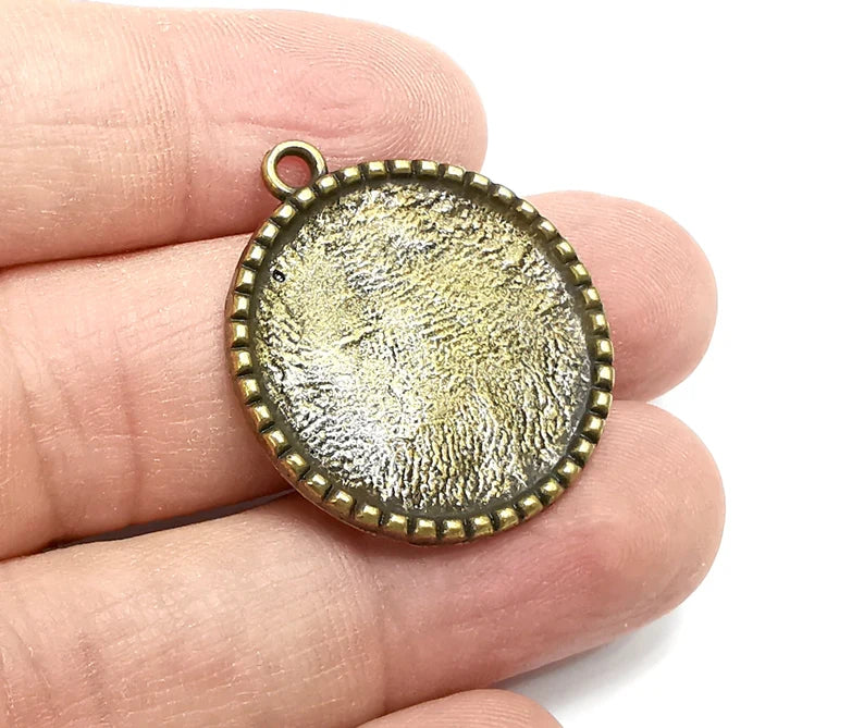 Tree Round Charm Bezel, Resin Blank, inlay Mounting, Mosaic Pendant Frame, Cabochon Base,Dry Flower Setting, Antique Bronze (25mm) G29619