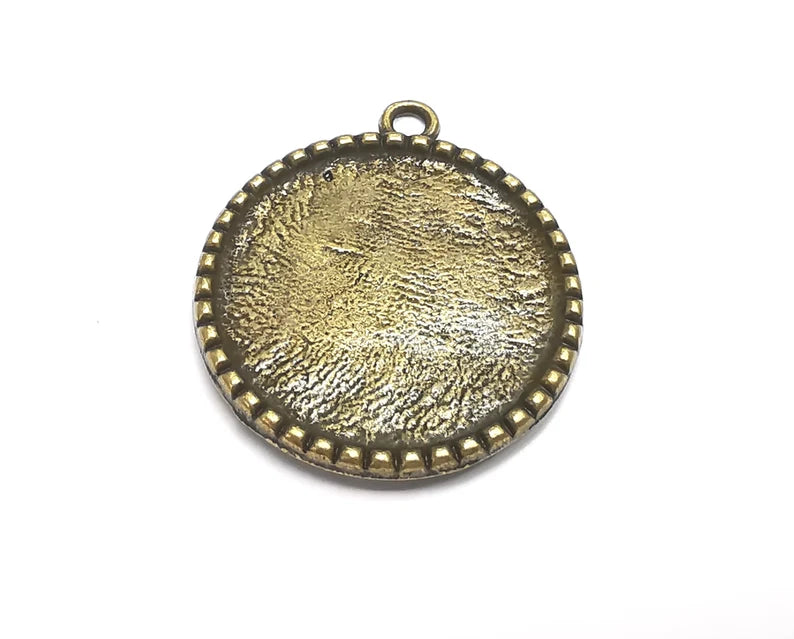 Tree Round Charm Bezel, Resin Blank, inlay Mounting, Mosaic Pendant Frame, Cabochon Base,Dry Flower Setting, Antique Bronze (25mm) G29619