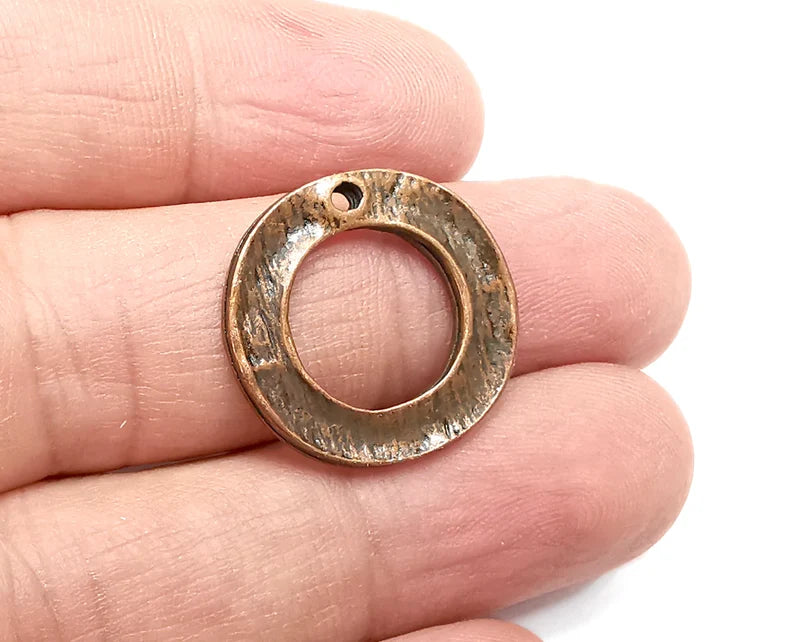 5 Round Disc Charms Antique Copper Plated (23mm) G29621