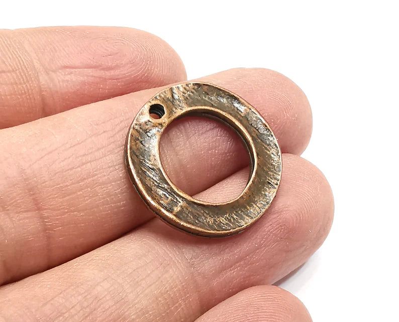 5 Round Disc Charms Antique Copper Plated (23mm) G29621
