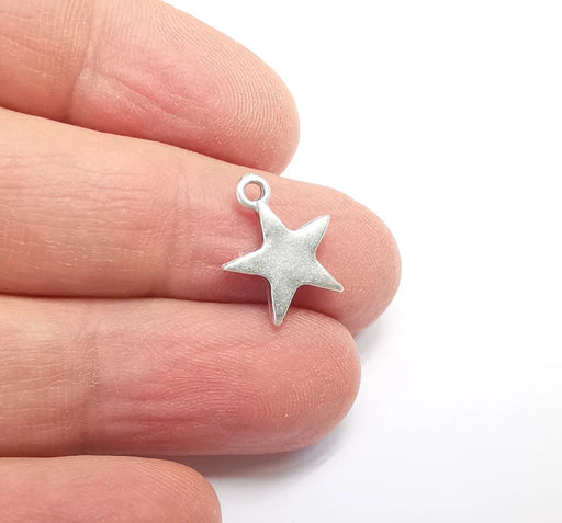 5 Star Charms Antique Silver Plated Charms (15x13mm) G29647