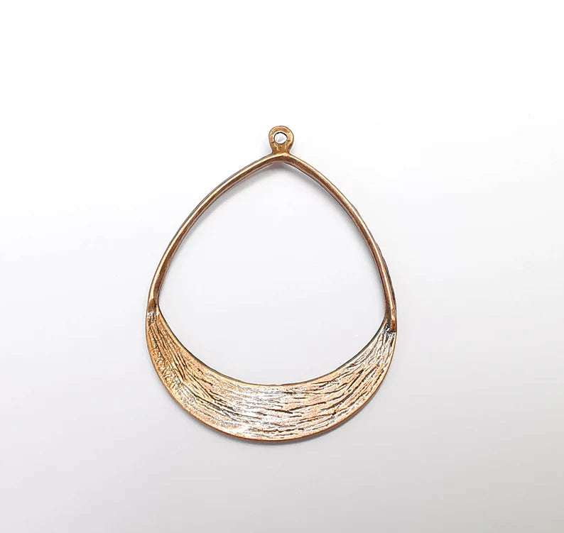 Drop Charms, Brushed Pendant Antique Copper Plated (47x34mm) G29648