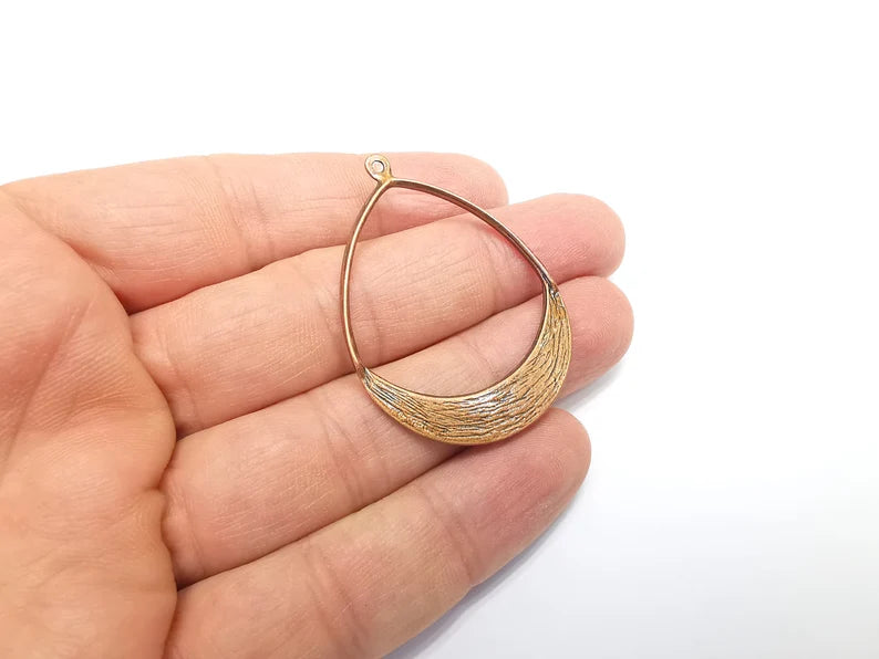 Drop Charms, Brushed Pendant Antique Copper Plated (47x34mm) G29648