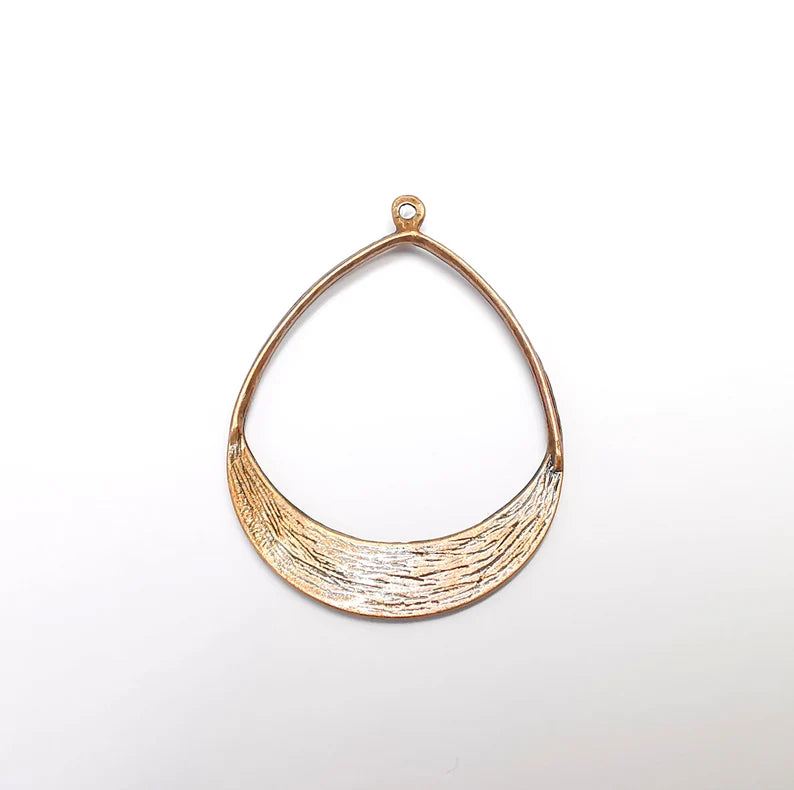 Drop Charms, Brushed Pendant Antique Copper Plated (47x34mm) G29648