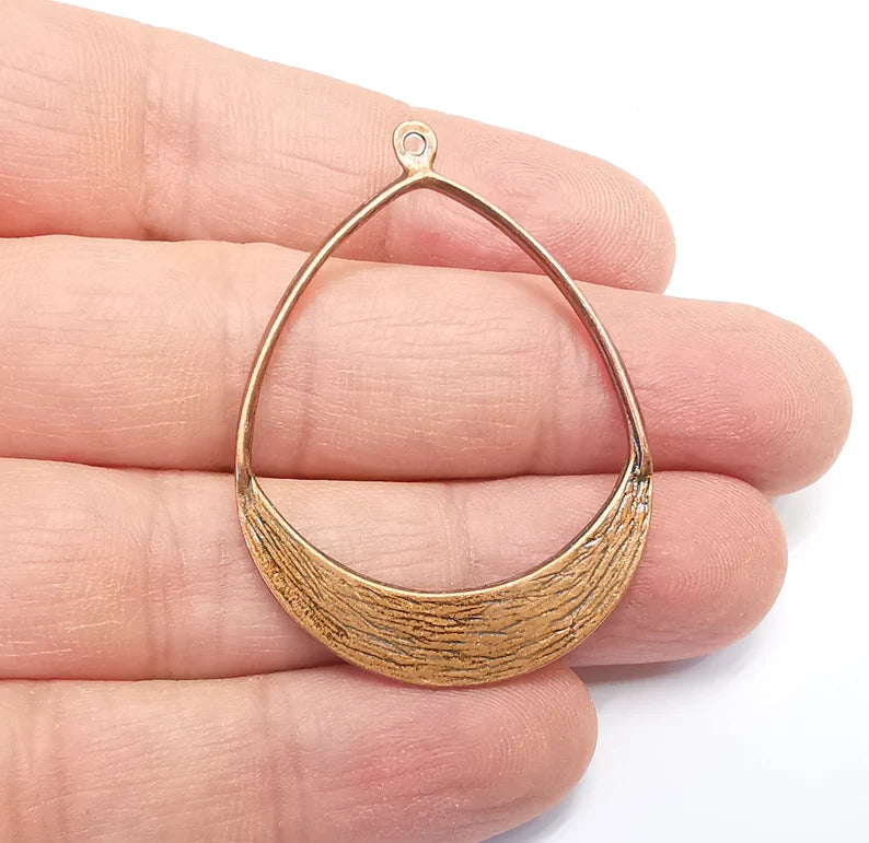Drop Charms, Brushed Pendant Antique Copper Plated (47x34mm) G29648