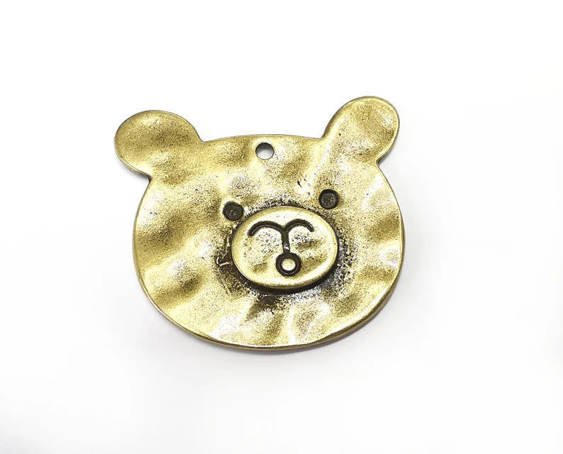 Bear Charms Pendants, Antique Bronze Plated Charms (46x41mm) G29787
