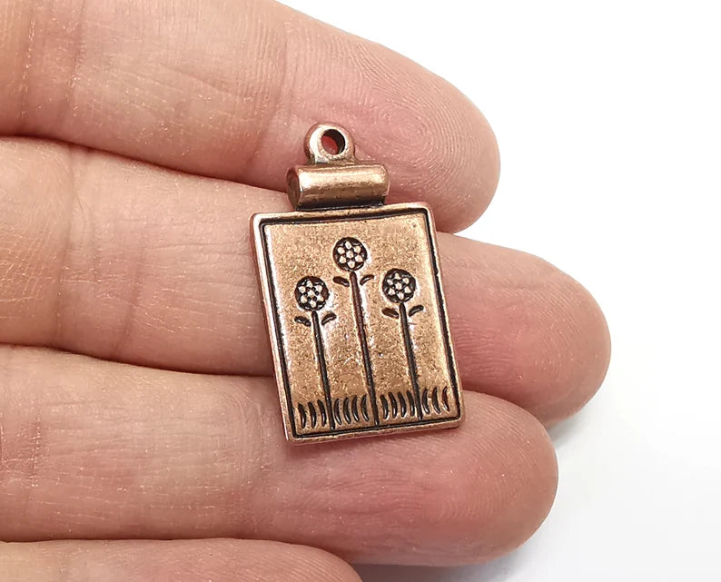 2 Flowers Charms Antique Copper Plated Charms (29x17mm) G29788