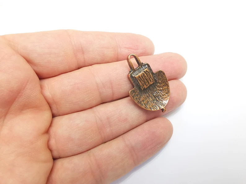Copper Charms Pendant Antique Copper Plated Charms (35x23mm) (10x10mm bezel) G29667