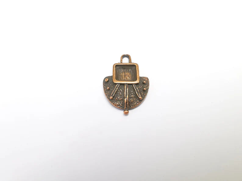 Copper Charms Pendant Antique Copper Plated Charms (35x23mm) (10x10mm bezel) G29667
