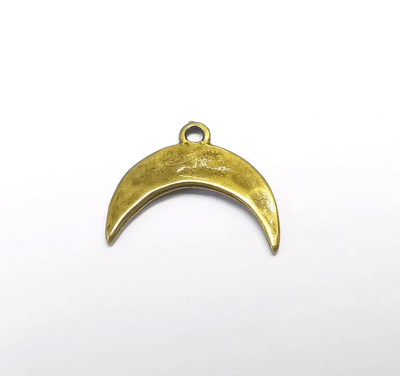5 Crescent Charms Antique Bronze Plated Moon Charms (21x17mm) G29670