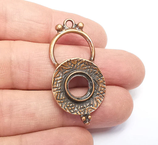 2 Copper Charms Pendant Antique Copper Plated Charms (35x23mm) (10mm bezel) G29675