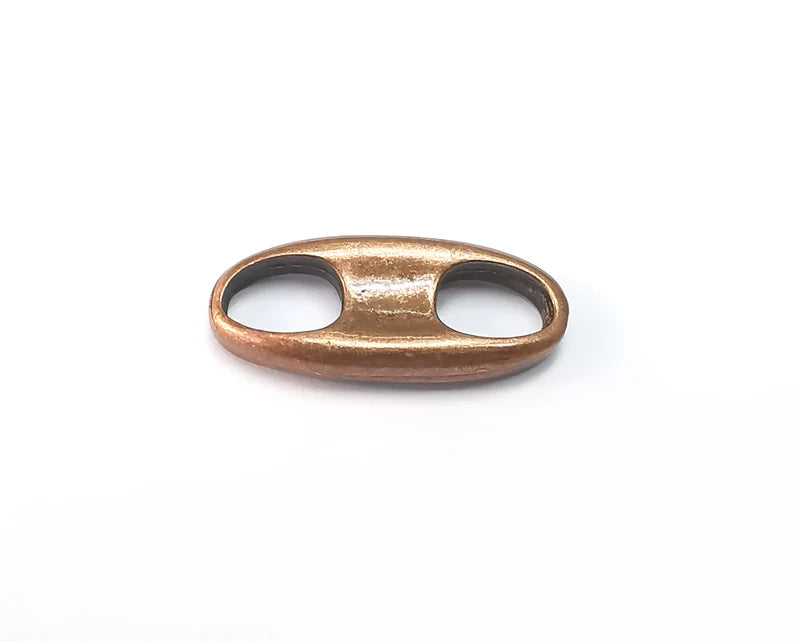 2 Oval Connector Charms Antique Copper Plated Charms (25x11mm) G29680