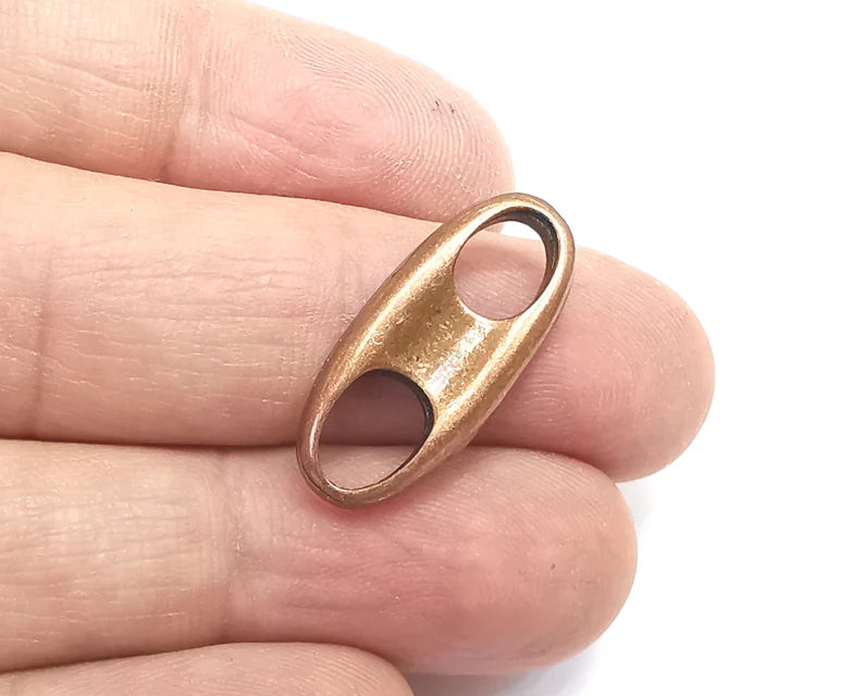 2 Oval Connector Charms Antique Copper Plated Charms (25x11mm) G29680