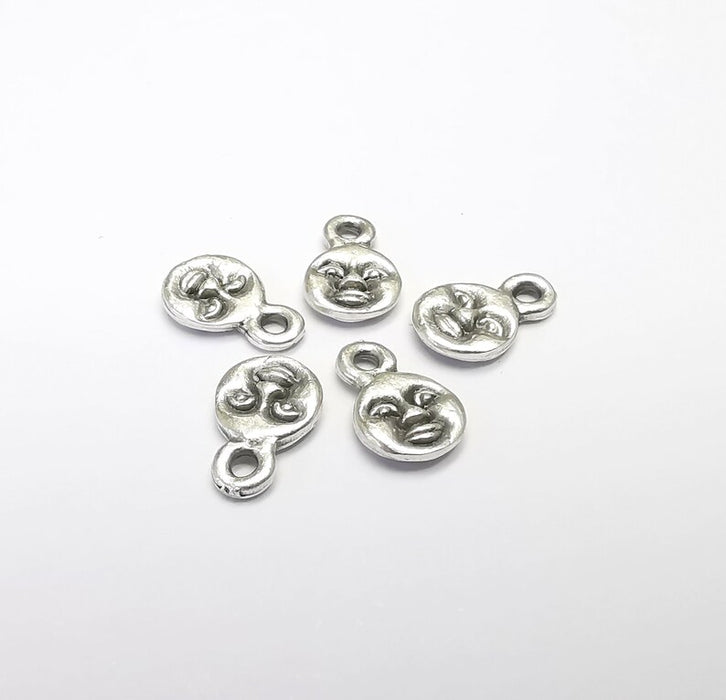10 Face Charms Antique Silver Plated Charms (11x7mm) G29688