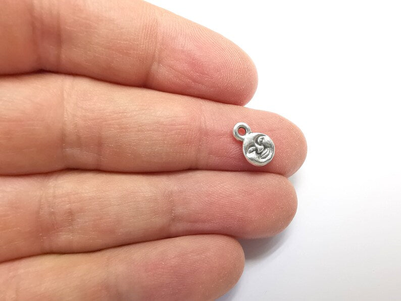 10 Face Charms Antique Silver Plated Charms (11x7mm) G29688