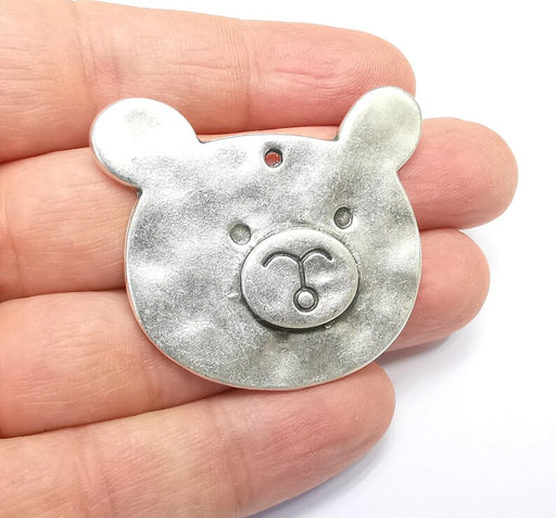Bear Charms Pendants, Antique Silver Plated Charms (46x41mm) G29690