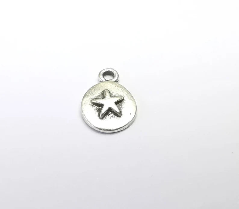 5 Star Charms Antique Silver Plated Charms (15x11mm) G29693
