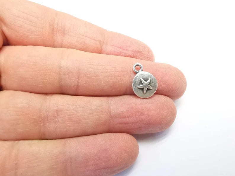 5 Star Charms Antique Silver Plated Charms (15x11mm) G29693