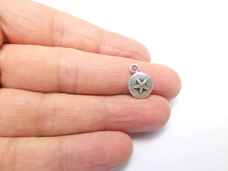 5 Star Charms Antique Silver Plated Charms (15x11mm) G29693