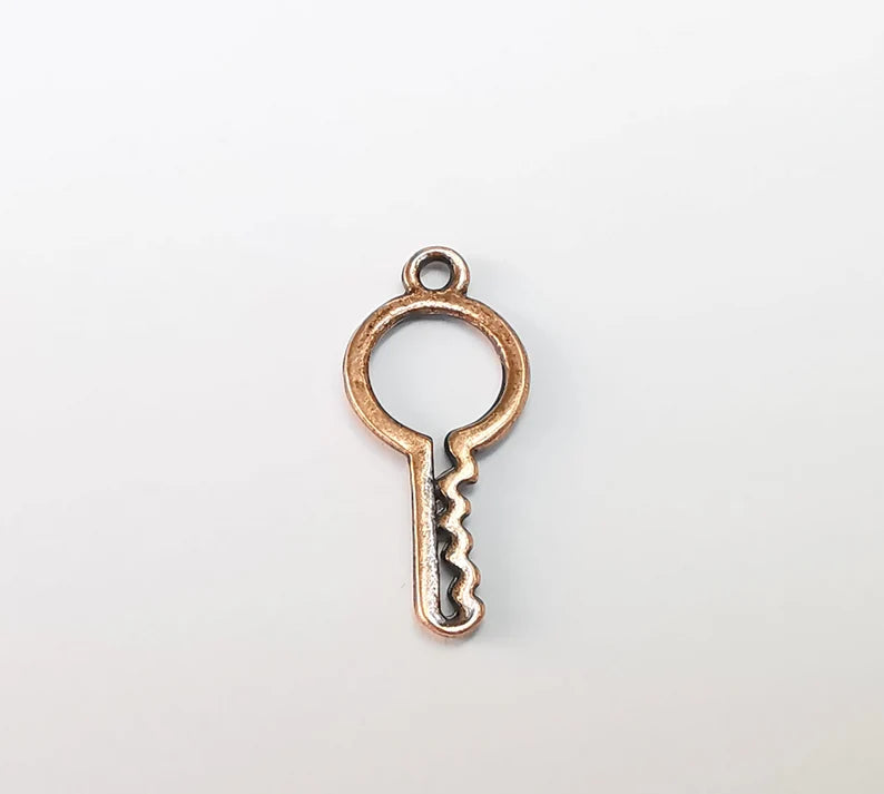 5 Key Charms Antique Copper Plated Charms (27x11mm) G29728