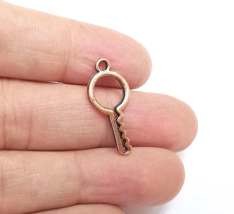 5 Key Charms Antique Copper Plated Charms (27x11mm) G29728