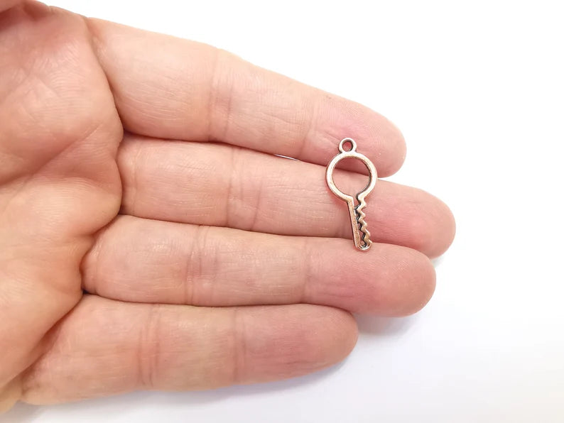 5 Key Charms Antique Copper Plated Charms (27x11mm) G29728