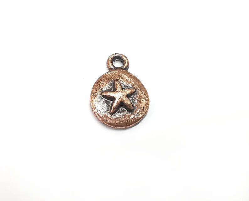 5 Star Disc Charms Antique Copper Plated Charms (15x11mm) G29704