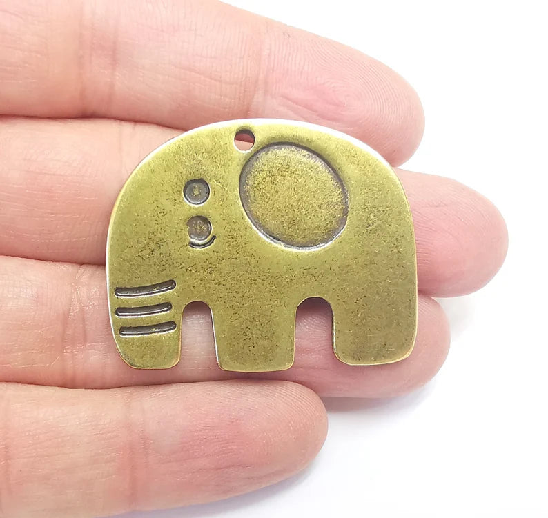 Elephant Charms Pendants, Antique Bronze Plated Charms (42x34mm) G29718