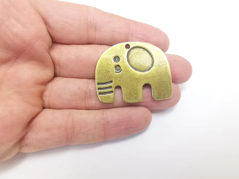 Elephant Charms Pendants, Antique Bronze Plated Charms (42x34mm) G29718