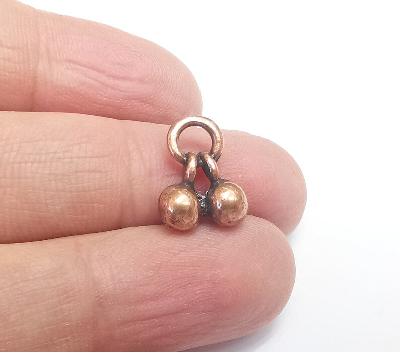 5 Dangling Ball Charms Cherry Charms Antique Copper Plated Charms (42x15mm) G29720