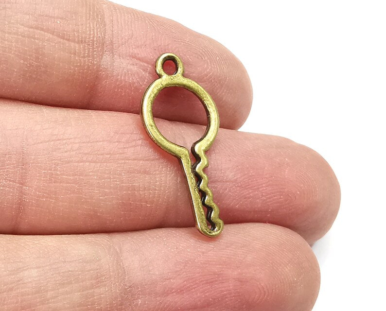 5 Key Charms, Antique Bronze Plated Charms (27x12mm) G29752