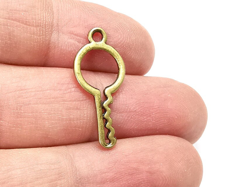 5 Key Charms, Antique Bronze Plated Charms (27x12mm) G29752