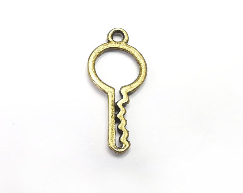 5 Key Charms, Antique Bronze Plated Charms (27x12mm) G29752