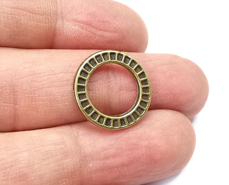 5 Round Circle Disc Connector Findings Antique Bronze Plated (18mm) G29757