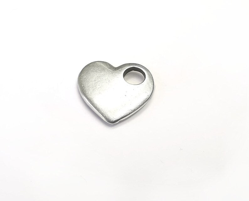 2 Heart Charm, Antique Silver Plated Charms (19x17mm) G29768