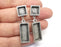Square, Rectangle Dangle Stud Silver Earring Set Base Blank Bezel Antique Silver Plated Earring Base (10 - 25x10mm) G29778