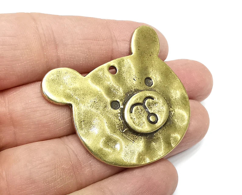 Bear Charms Pendants, Antique Bronze Plated Charms (46x41mm) G29787