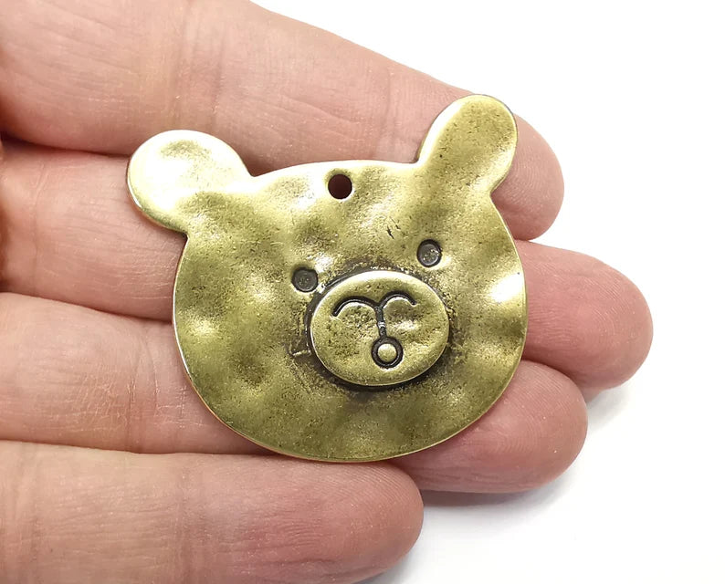 Bear Charms Pendants, Antique Bronze Plated Charms (46x41mm) G29787