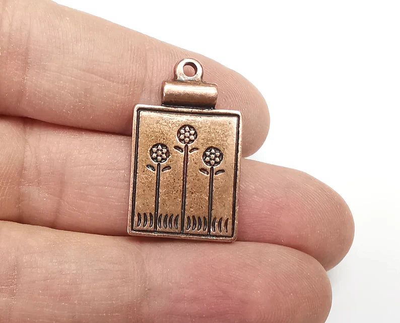 2 Flowers Charms Antique Copper Plated Charms (29x17mm) G29788