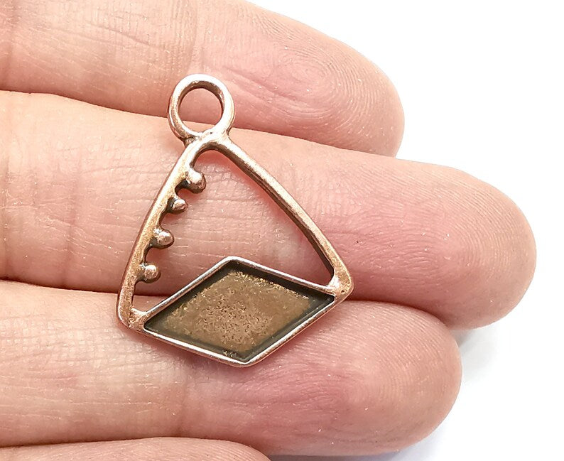 Antique Copper Plated Charms Blank Resin Bezel Mosaic Mountings Cabochon Setting Antique Copper Plated Pendant (18x10mm Blank) G29902
