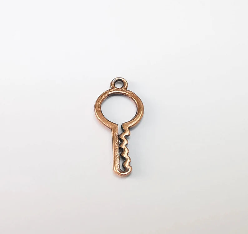5 Key Charms Antique Copper Plated Charms (27x11mm) G29728