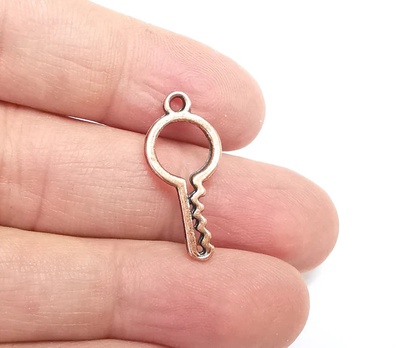 5 Key Charms Antique Copper Plated Charms (27x11mm) G29728