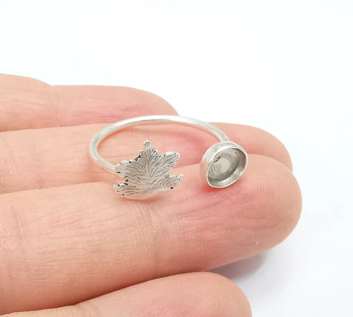 Tree Ring Blank Setting, Cabochon Mounting, Adjustable Resin Ring Base Bezels, Antique Silver Plated (6mm) G29907