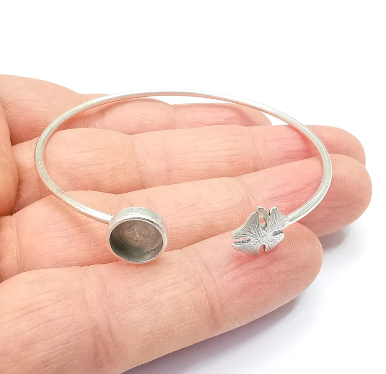 Clover Bracelet Bezel Blank Resin Bezel Cabochon Cuff Base Settings Adjustable Bracelet Antique Silver Plated Brass (9x6mm Bezel) G29908