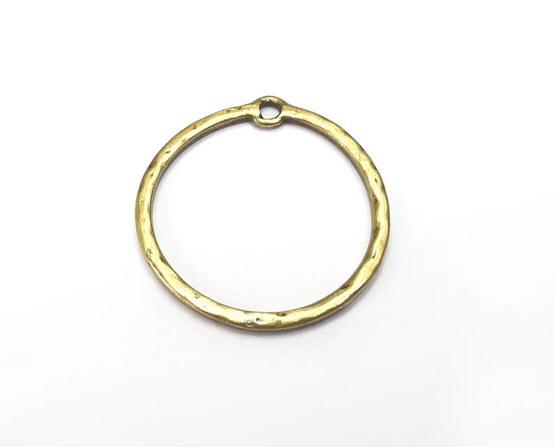 5 Circle Charms, Hoop Dangle Charms Antique Bronze Plated (28mm) G33016